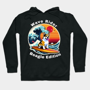 Wave Rider Beagle Edition- Beagle Surfing on the Great Waves off Kanagawa Hoodie